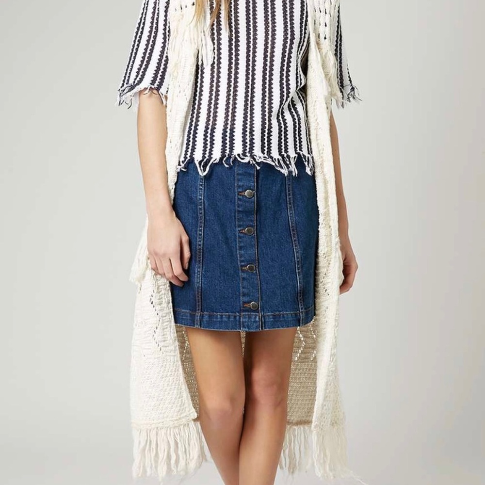 Topshop denim button skirt